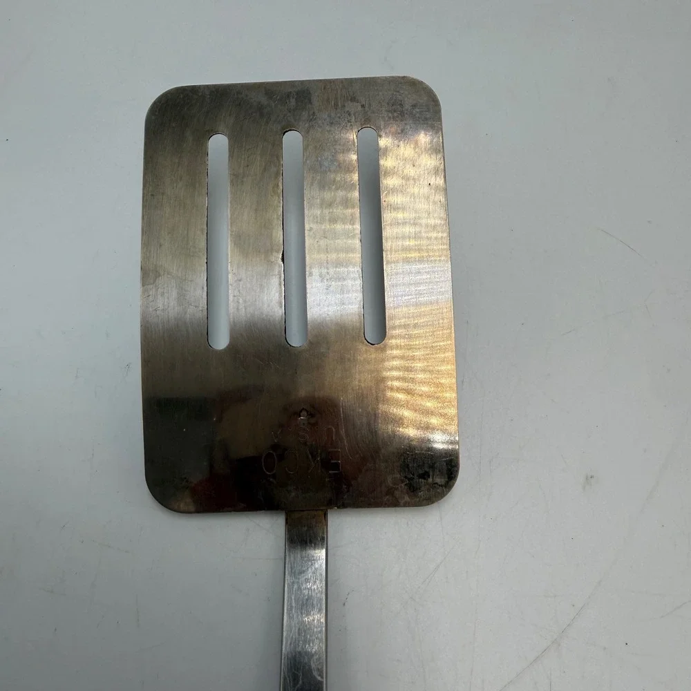 Vintage EKCO USA Slotted Spatula Stainless Steel Black Handle 11.5 Inch